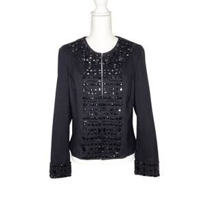INC International Concepts Black Beaded Embellished Blazer Jacket Large